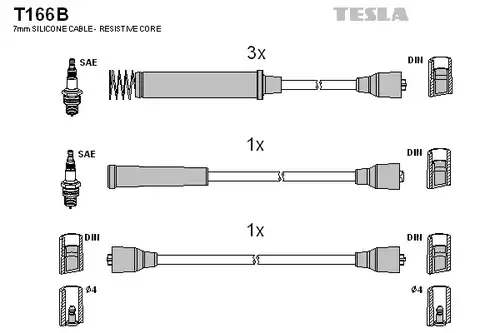 комплект запалителеи кабели TESLA T166B