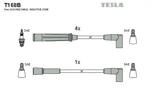 комплект запалителеи кабели TESLA T168B