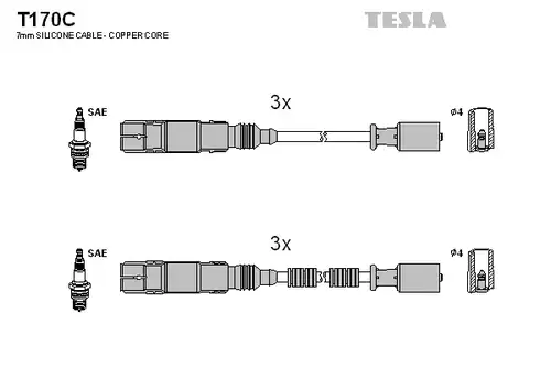 комплект запалителеи кабели TESLA T170C