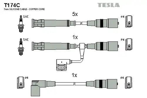 комплект запалителеи кабели TESLA T174C