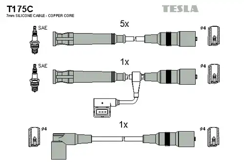 комплект запалителеи кабели TESLA T175C