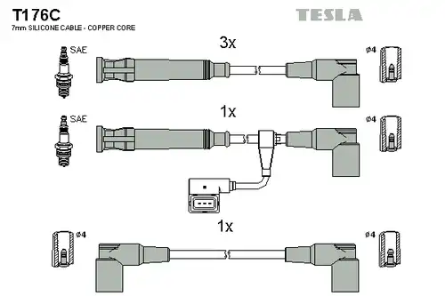 комплект запалителеи кабели TESLA T176C