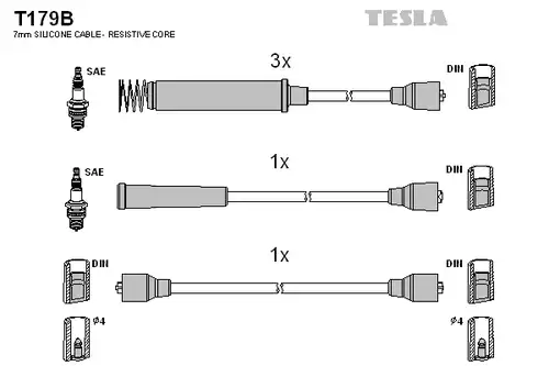 комплект запалителеи кабели TESLA T179B