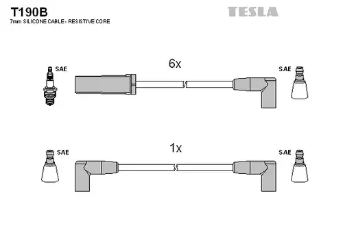 комплект запалителеи кабели TESLA T190B