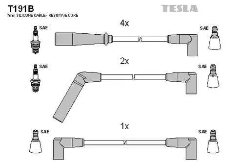 комплект запалителеи кабели TESLA T191B