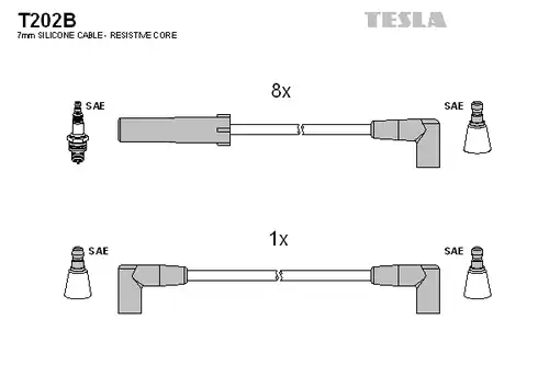 комплект запалителеи кабели TESLA T202B