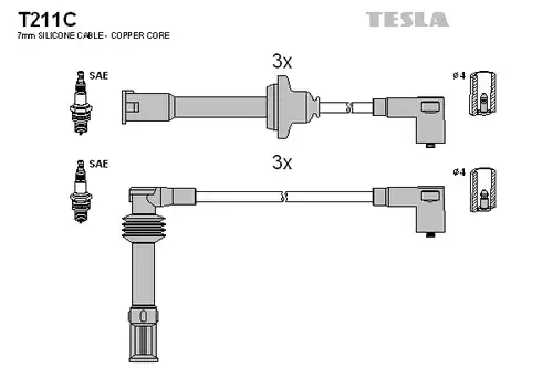 комплект запалителеи кабели TESLA T211C