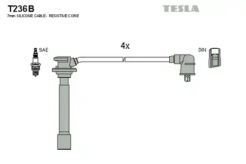 комплект запалителеи кабели TESLA T236B