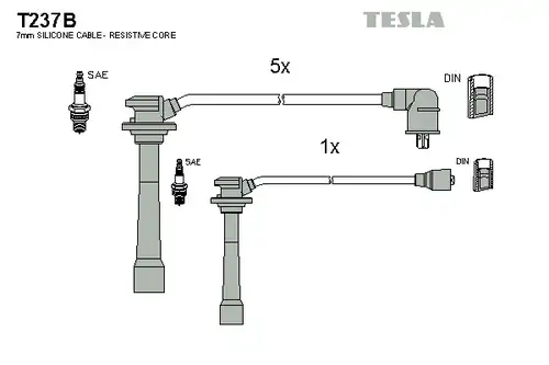 комплект запалителеи кабели TESLA T237B