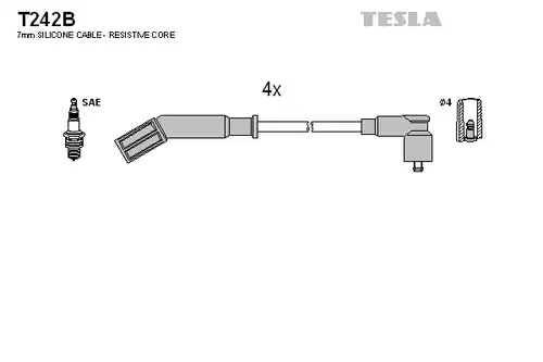 комплект запалителеи кабели TESLA T242B