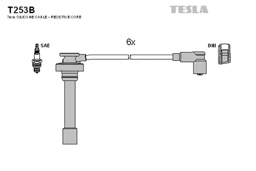 комплект запалителеи кабели TESLA T253B