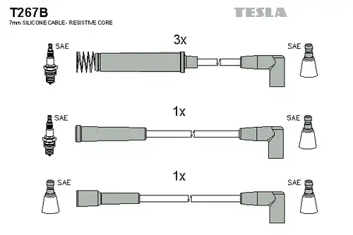 комплект запалителеи кабели TESLA T267B