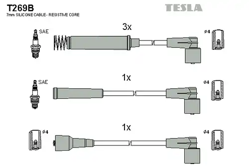 комплект запалителеи кабели TESLA T269B