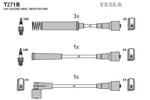 комплект запалителеи кабели TESLA T271B