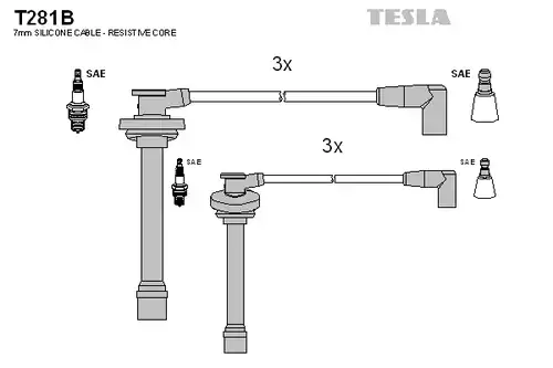 комплект запалителеи кабели TESLA T281B