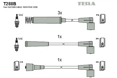 комплект запалителеи кабели TESLA T288B