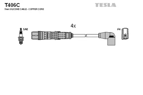 комплект запалителеи кабели TESLA T406C