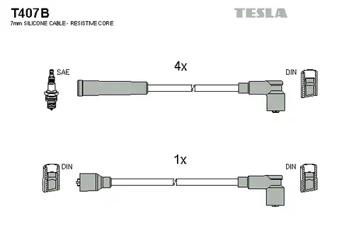 комплект запалителеи кабели TESLA T407B