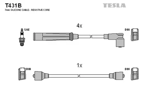 комплект запалителеи кабели TESLA T431B