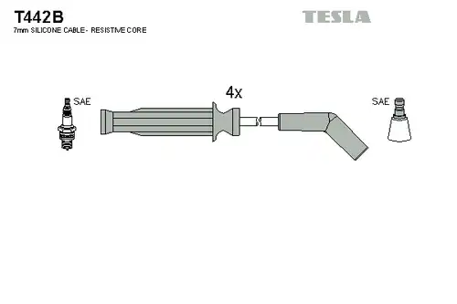 комплект запалителеи кабели TESLA T442B