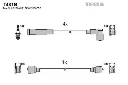 комплект запалителеи кабели TESLA T481B