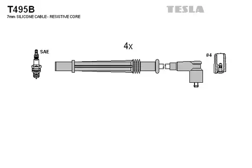 комплект запалителеи кабели TESLA T495B