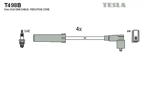 комплект запалителеи кабели TESLA T498B