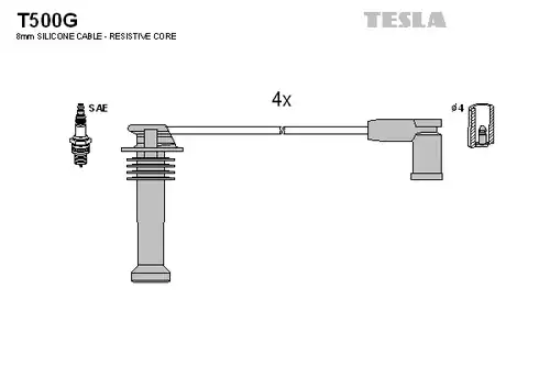 комплект запалителеи кабели TESLA T500G