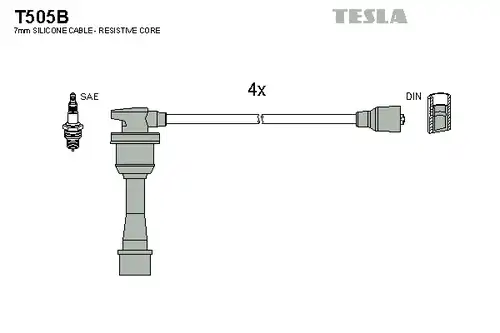 комплект запалителеи кабели TESLA T505B