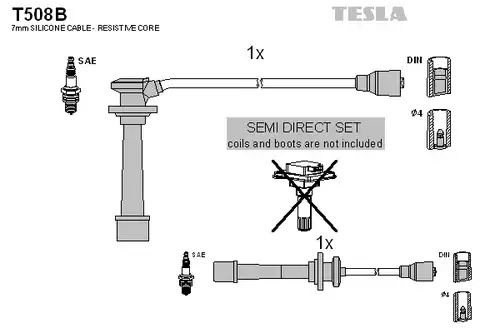 комплект запалителеи кабели TESLA T508B