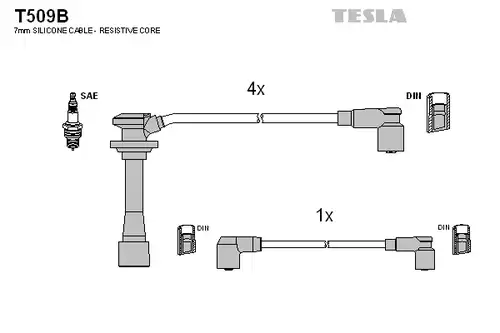 комплект запалителеи кабели TESLA T509B