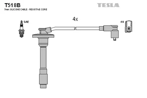 комплект запалителеи кабели TESLA T518B