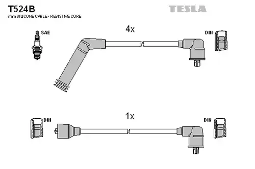 комплект запалителеи кабели TESLA T524B