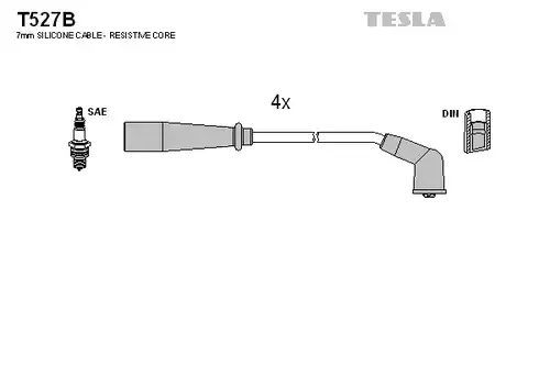 комплект запалителеи кабели TESLA T527B