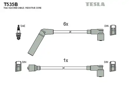 комплект запалителеи кабели TESLA T535B