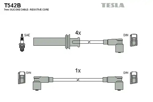 комплект запалителеи кабели TESLA T542B