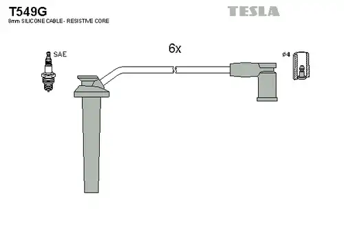 комплект запалителеи кабели TESLA T549G