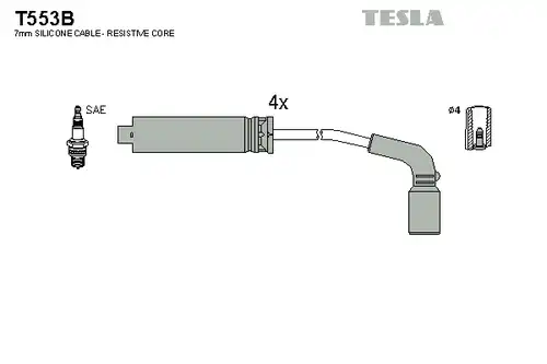 комплект запалителеи кабели TESLA T553B