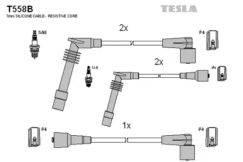 комплект запалителеи кабели TESLA T558B