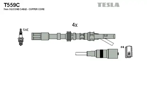 комплект запалителеи кабели TESLA T559C