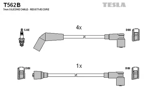 комплект запалителеи кабели TESLA T562B