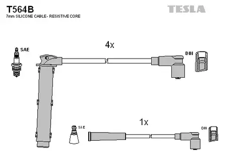 комплект запалителеи кабели TESLA T564B