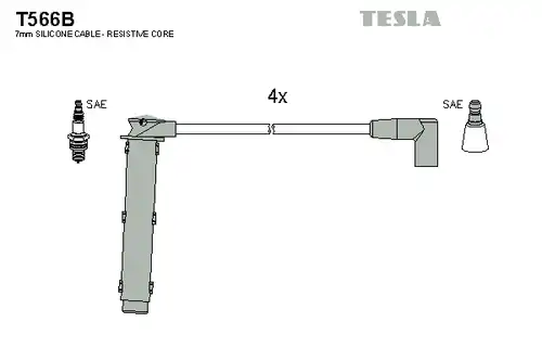 комплект запалителеи кабели TESLA T566B