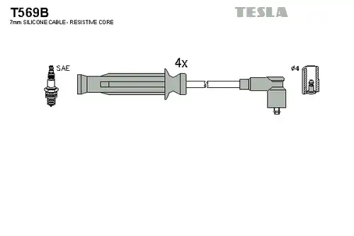 комплект запалителеи кабели TESLA T569B