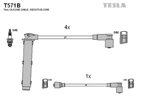 комплект запалителеи кабели TESLA T571B