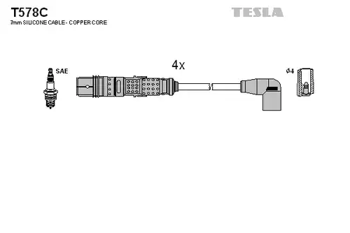 комплект запалителеи кабели TESLA T578C