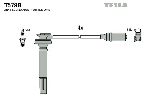 комплект запалителеи кабели TESLA T579B