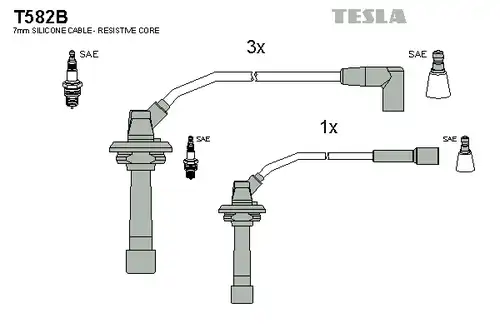 комплект запалителеи кабели TESLA T582B