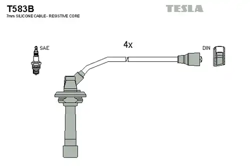 комплект запалителеи кабели TESLA T583B