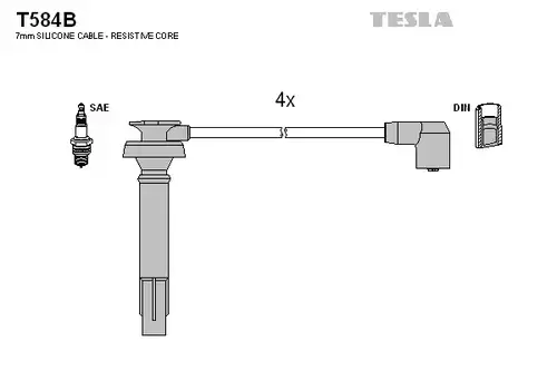 комплект запалителеи кабели TESLA T584B